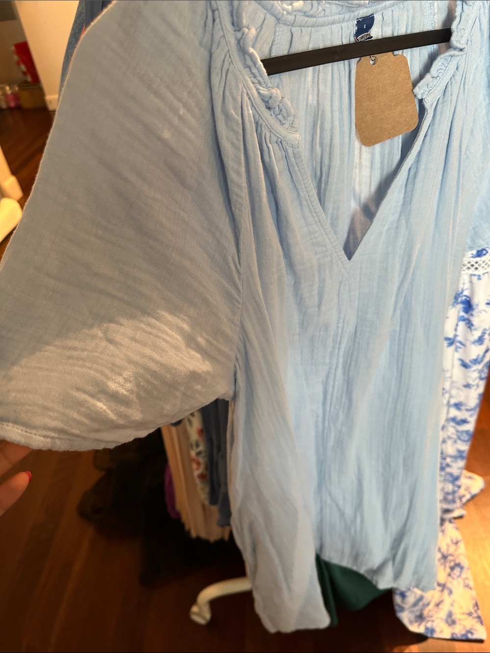 Old Navy Light Blue V-Neck Tunic Dress - Picture 4 of 7